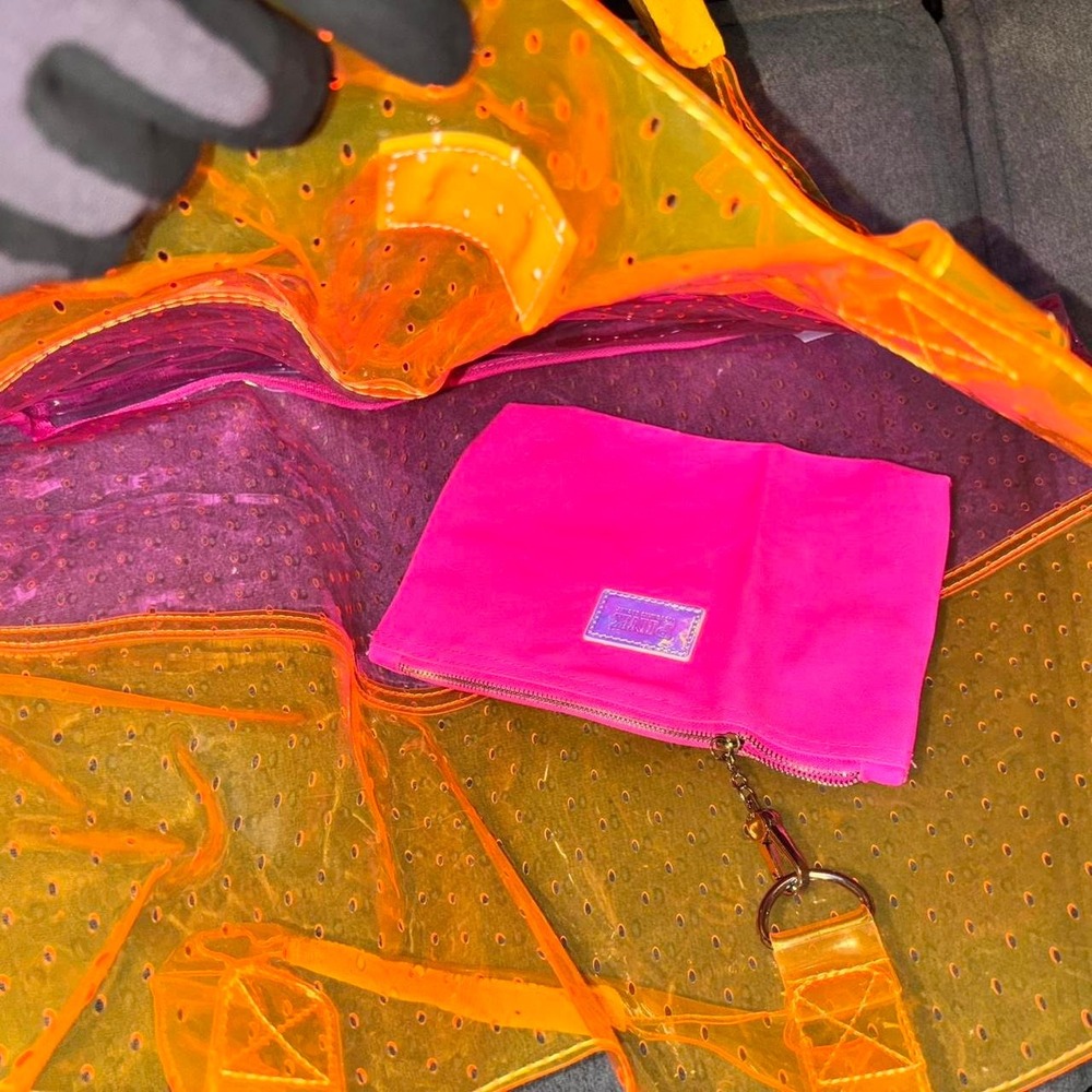 Y2K Neon pink and neon orange plastic tote Brand New